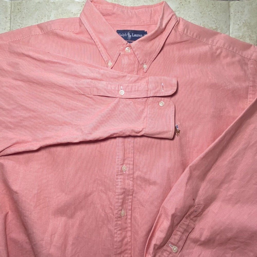 Ralph Lauren Blake Shirt Mens XXL Salmon‎ Pink Gingham Cotton Button Down